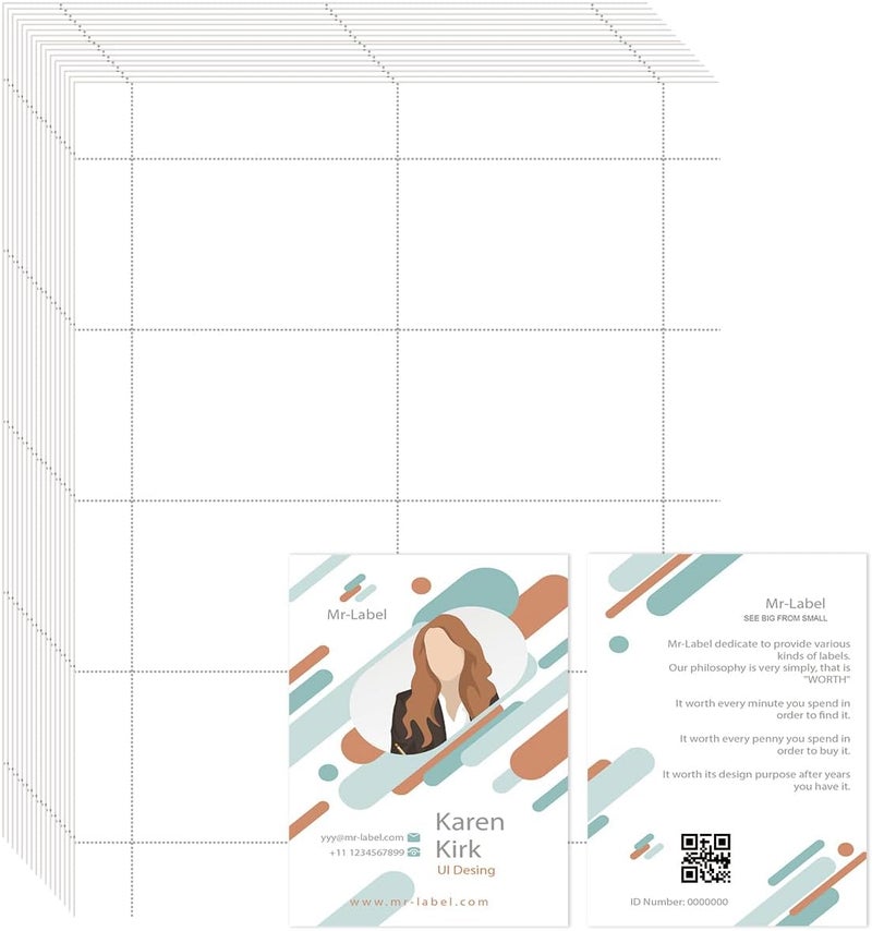 MR-LABEL 800 Name Badge Inserts 3.5x2.25 in, 230GSM Premium Insert Badge Refill, Two-Sides Printable Card Stock, Micro-Perforated, Compatible with Inkjet/Laser Printer - Image 1